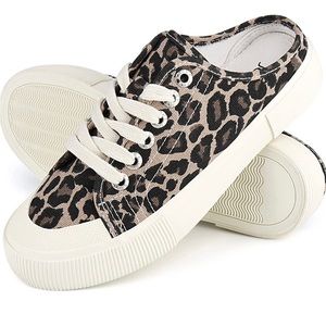 Jenn Ardor Canvas Backless Cheetah Sneakers